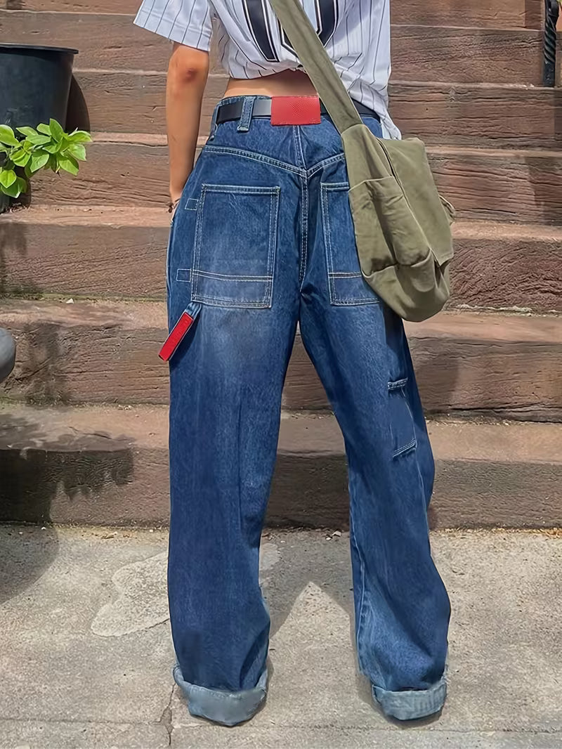 Wide Leg Jeans im Vintage Look – Blau