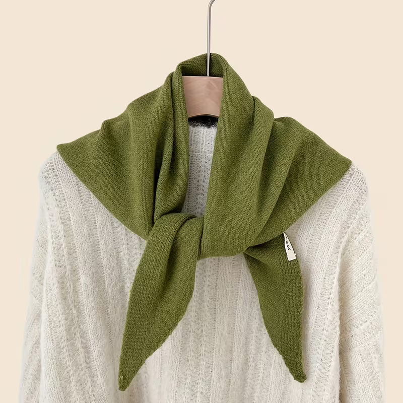 Strick-Dreieckstuch – Olivgrün