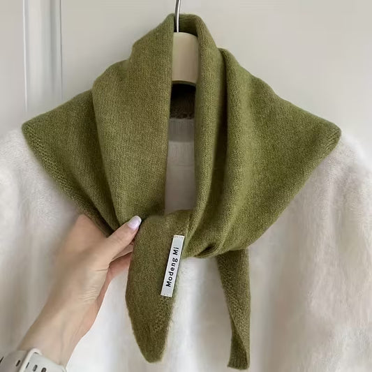 Strick-Dreieckstuch – Olivgrün