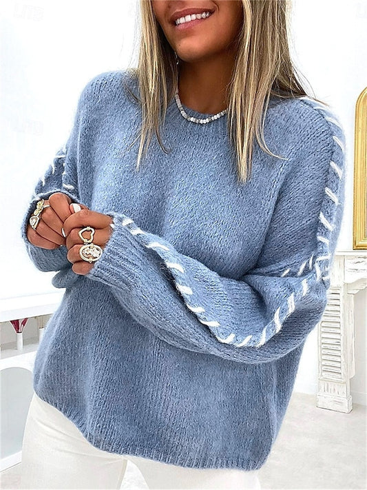 Oversized Knit Pullover in Blau