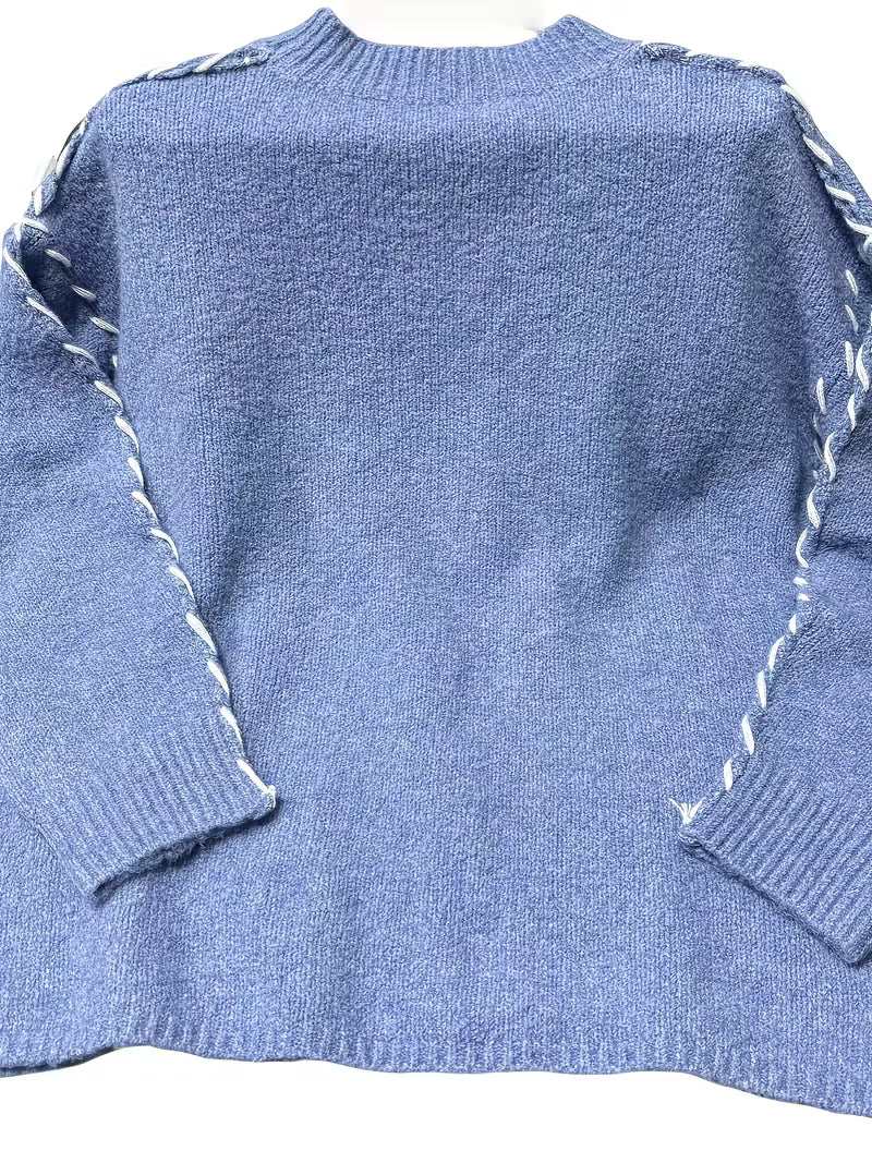 Oversized Knit Pullover in Blau